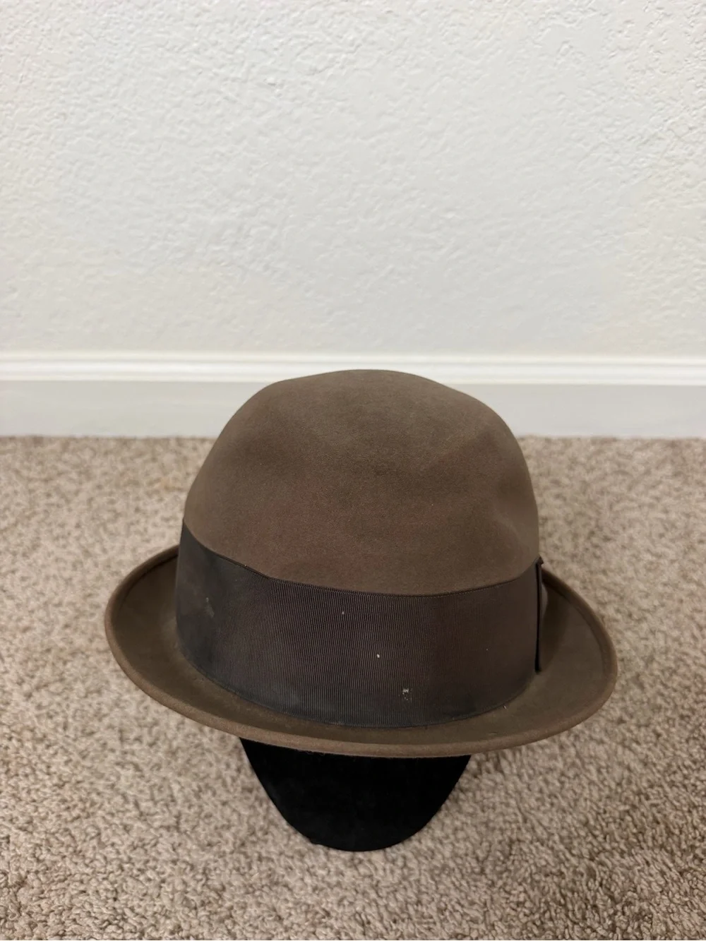 Vintage Knox Black Ivy Fur Felt Derby Hat 7 1/8